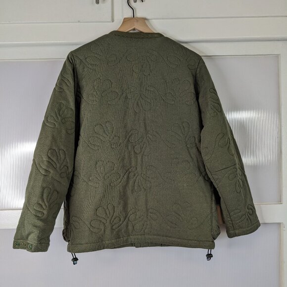 Wasted Collective Green Quilted Jacket Chore Barn Coat  Stitched Design Small - Picture 4 of 12